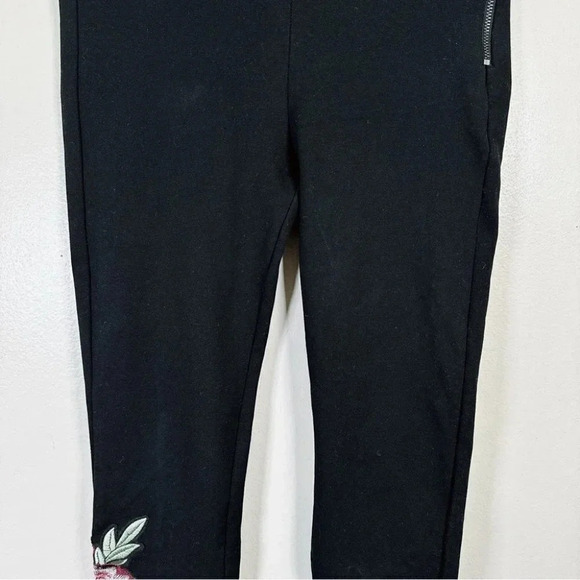 Zara Stretch Embroidered Black High Waist Legging - Picture 3 of 12